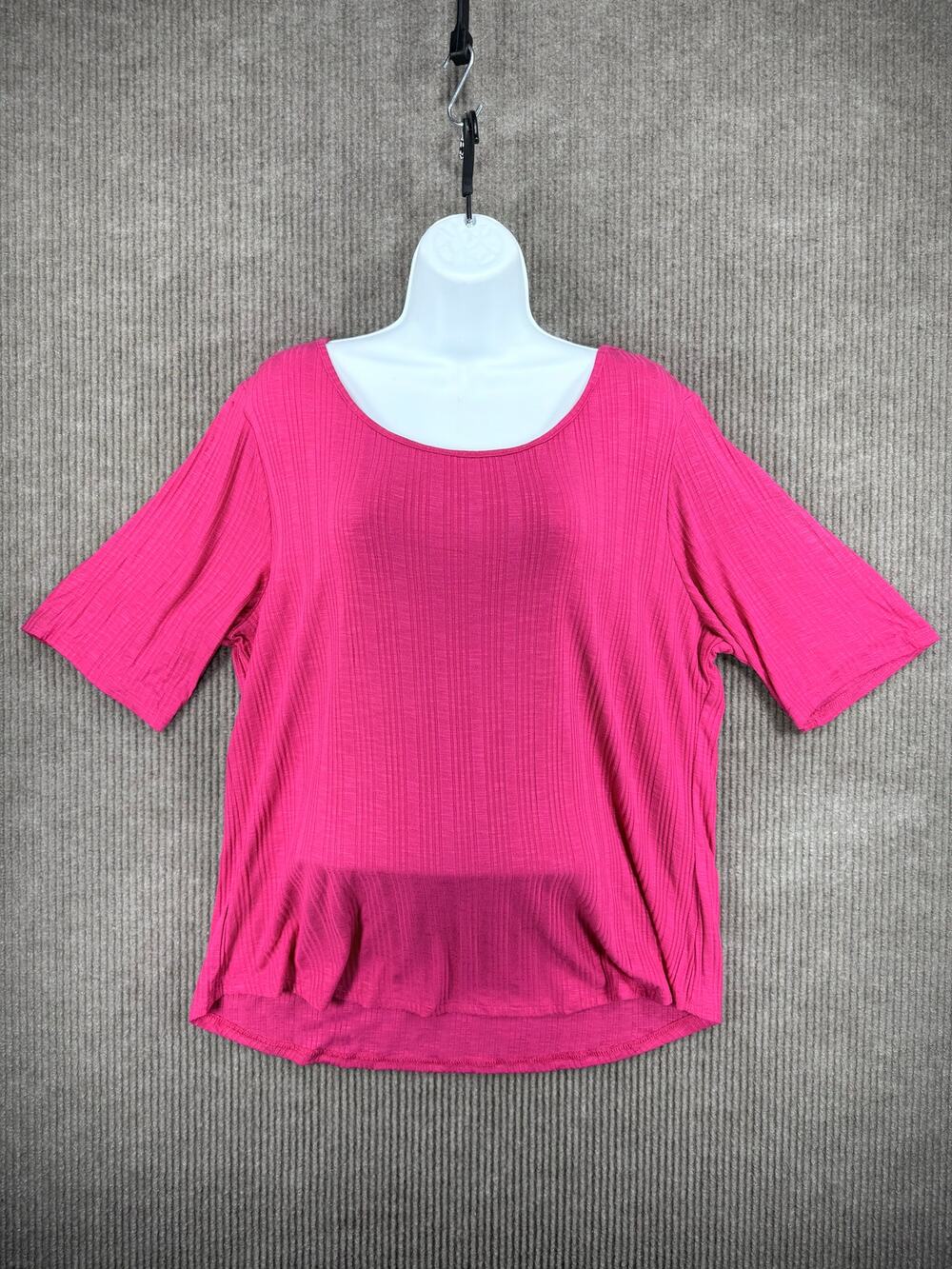 Apt 9 Pink Ribbed Short Sleeve Knit Top Size XL NWT Factory Defect Mismarked